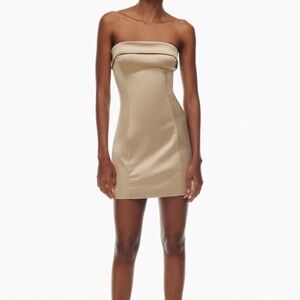 Aritzia shimmer satin tube dress